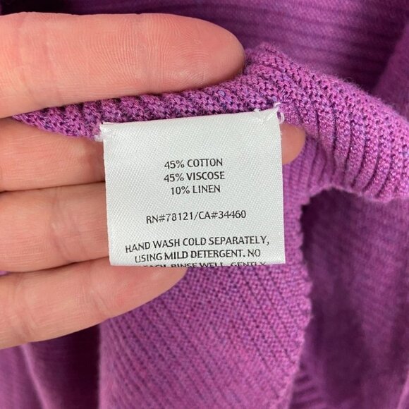 EILEEN Fisher Linen Purple Knit Cardigan Sweater Size Small Petite Open‎ Front S - Picture 7 of 12
